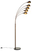 Candeeiro de pé design bronze escuro com dourado 5 luzes - Sixties Marmo