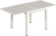 Outsunny Mesa Extensível em Alumínio para Exterior, Tampo em Vidro Temperado, Branco Creme. | Aosom Portugal
