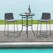 Mesa de Bar de jardim redonda com tampo de vidro temperado e estrutura metálica resistente a cargas de 50 kg 68 x 68 x 97 cm