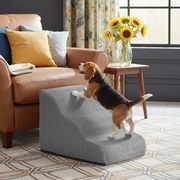 Escada para cães, 3 degraus 57 x 40 x 40 cm – Escada para animais de estimação, tecido waffle cinza ardósia