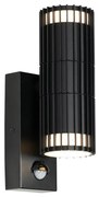 Candeeiro de parede exterior preto com sensor de movimento 2-luzes - Boris