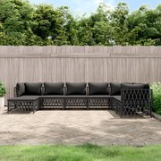 vidaXL 8 pcs conjunto lounge de jardim com almofadões aço antracite