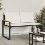vidaXL banco com almofada Preto e Branco Creme 115 x 65 x 72 cm Vime