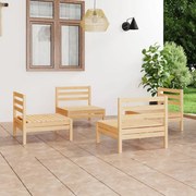 4 pcs conjunto lounge de jardim pinho maciço