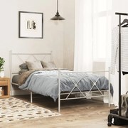 vidaXL Estrutura de cama com cabeceira e pés 90x200 cm metal branco