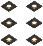 Conjunto de 6 focos embutidos modernos para casa de banho pretos - Doku