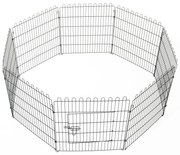 PawHut Parque para Cães 8 Painéis Dobráveis Cerca para Jardim com Porta Trava Segura 71x76cm Preto | Aosom Portugal