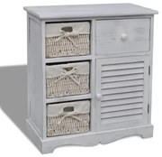 vidaXL Armário de madeira com 3 cestos do lado esquerdo branco