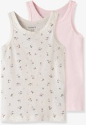 Pack de 2 camisolas interiores com flores NAME IT para menina rosa-bombom