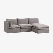 Sofá Modular Chaise Longue De 3 Peças Em Linho E Algodão Grace Tecido Cinzento Escuro - Sklum