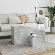 vidaXL Mesas de apoio 3 pcs derivados de madeira cinza cimento