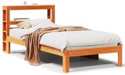 Cama sem colchão 90x190 cm madeira de pinho maciça castanho-mel