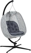 Outsunny Cadeira Suspensa em Forma de Ovo para Exterior, Balanço Suspenso com Estrutura, Almofadada Indoor Outdoor | Aosom Portugal