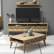 Conjunto de Mobiliário de Sala de Estar Line – Carvalho – TV Stand 150