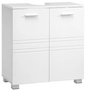 Armário de casa de banho com duas portas e prateleira ajustável. | VASAGLE | 60 x 30 x 63 cm | branco | BBK110W01.