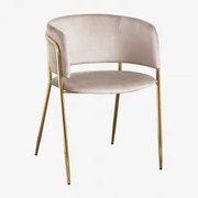 Cadeira De Jantar Estofada Nalon Dourado & Velluto Toupeira Claro & Velluto - Sklum