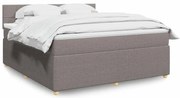 vidaXL Cama com molas/colchão 180x200 cm tecido castanho-acinzentado