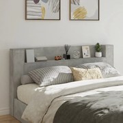 vidaXL Armário cabeceira c/ luzes LED 200x16,5x103,5 cm cinza cimento