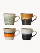 Hand Painted Mugs with Reactive Glaze 70's, Set of 4