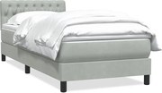 vidaXL Cama com molas/colchão cinzento-claro 90x220 cm veludo