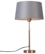 Candeeiro de mesa cobre com cúpula cinzenta 35 cm ajustável - Parte Moderno
