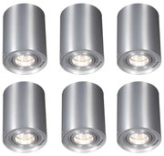 Conjunto de 6 focos de teto ajustáveis em aço - Rondoo up Moderno