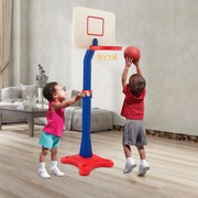 Cesto de basquetebol de chão com altura ajustável para treino de basquetebol para crianças + 3 anos 65 x 85 x 160-215 cm vermelho, azul e branco