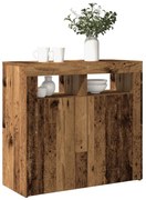vidaXL Aparador c/ luzes LED 80x35x75 cm deriv. madeira madeira velha