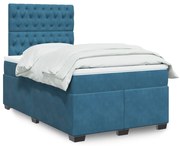 Cama boxspring com colchão 120x190 cm veludo azul