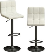 HOMCOM Conjunto 2 Bancos de Bar Reguláveis com Apoio para os Pés, em Pele PU e Aço, 39.5x44x88-110 cm, Creme | Aosom Portugal