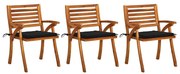 vidaXL Cadeiras de jantar jardim c/ almofadões 3 pcs madeira acácia