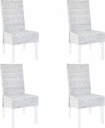 vidaXL Cadeiras de jantar 4 pcs vime Kubu e madeira mangueira branco