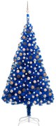 vidaXL Árvore Natal artificial pré-iluminada c/ bolas 210cm PVC azul