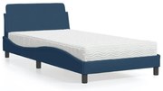 vidaXL Cama com colchão Dover 100x200 cm tecido azul