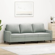 vidaXL Sofá de 3 lugares 180 cm veludo cinzento-claro