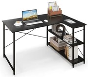Mesa de canto em L para computador com estante ajustável para escritório cinza