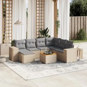 vidaXL 8 pcs conjunto de sofás p/ jardim com almofadões vime PE bege