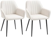 HOMCOM Conjunto de 2 Cadeiras de Sala de Jantar Estofadas em Linho com Encosto e Pés de Metal 59,5x56,5x81 cm Bege Claro | Aosom Portugal