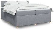 Cama com molas/colchão 200x200 cm tecido cinza-claro