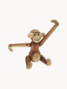 Objeto decorativo artesanal em madeira de teca Monkey, Alt 10 cm