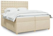 vidaXL Cama com molas/colchão 200x200 cm tecido cor creme
