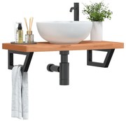 vidaXL Prateleira de parede p/ lavatório aço/madeira de faia maciça