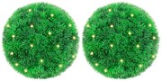 vidaXL Bolas artificiais de buxo com luzes LED 2 pcs verde 22 cm