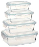 vidaXL Recipientes para alimentos 4 pcs vidro