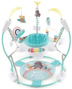 Centro de atividades para bebês com brinquedos interativos, bandeja musical, altura ajustável, pião giratório para bebês, azul