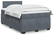 Cama boxspring com colchão 120x200 cm veludo cinzento-escuro