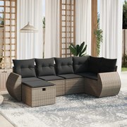vidaXL 6 pcs conjunto sofás de jardim com almofadões vime cinzento