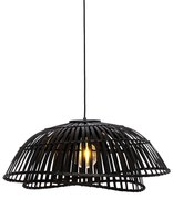 Candeeiro suspenso oriental bambu preto 62 cm - Pua Oriental