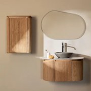 Conjunto De Móvel De Casa De Banho Suspenso Em Madeira Carsone Madeira Natural & Madeira Natural & Cimento Cinzento Redondo Ø40 Cm Tarsis & - Sklum