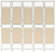 vidaXL Biombo com 5 painéis 175x165 cm tecido cor creme